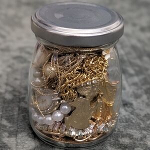 Mystery Jewelry Jar Bundle – Gold Tone, Pearls & Rhinestones